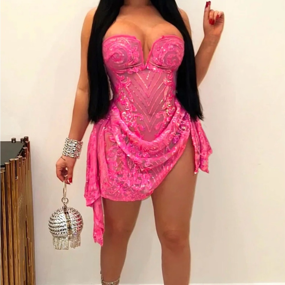 Elegant Pink Mini Dress